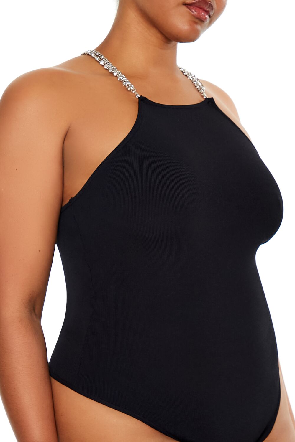 Plus Size Faux Gem Sweater-Knit Bodysuit - Image 4