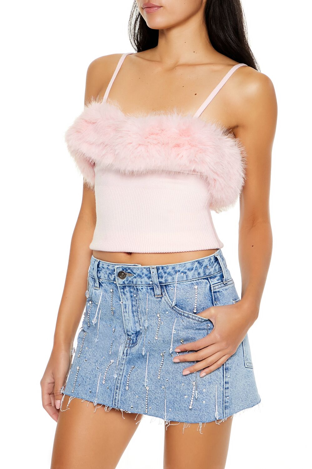 Faux Fur-Trim Sweater-Knit Cami - Image 9