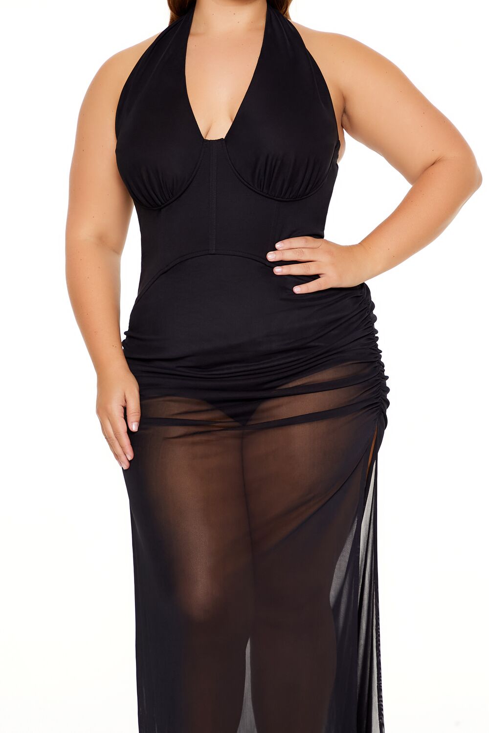 Plus Size Sheer Halter Maxi Dress - Image 5