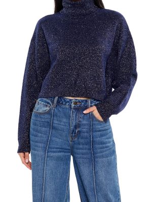 Glitter Knit Turtleneck Sweater