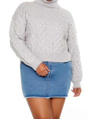 Plus Size Cable Knit Turtleneck Sweater