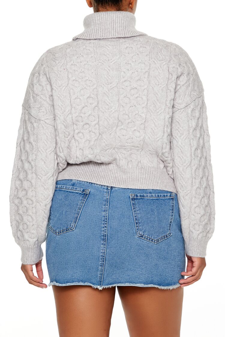 Plus Size Cable Knit Turtleneck Sweater - Image 5