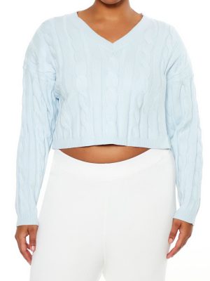 Plus Size Cropped Cable Knit Sweater