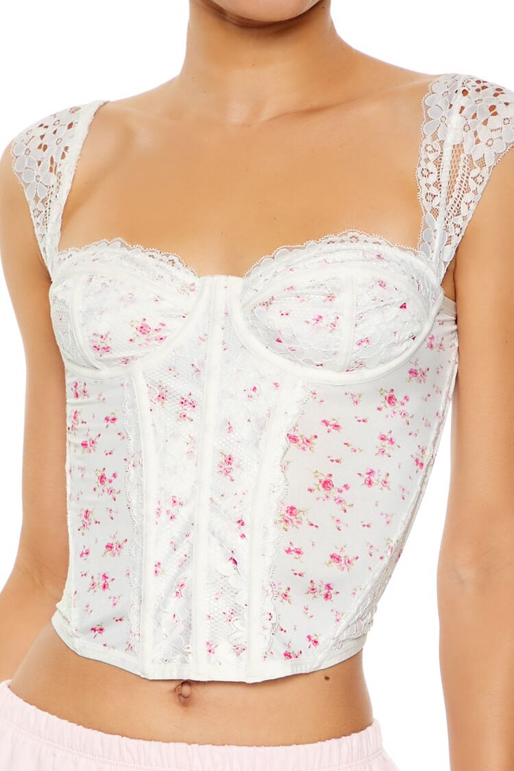Floral Lingerie Corset Crop Top - Image 3