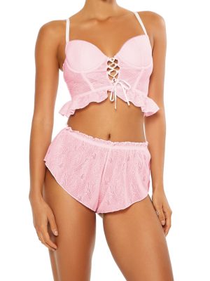 Ruffle Lace-Up Lingerie Corset Cami