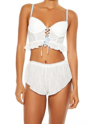 Ruffle Lace-Up Lingerie Corset Cami