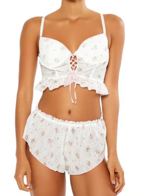 Floral Lace-Up Lingerie Corset Cami