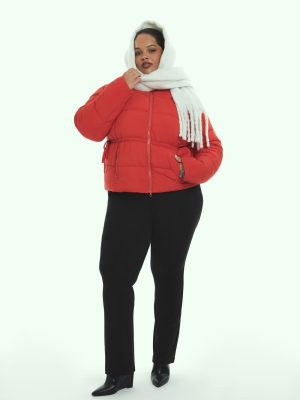 Plus Size Tie-Waist Puffer Jacket