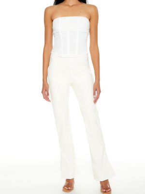 Faux Leather Split-Hem Flare Pants