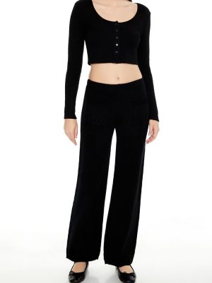 Sweater-Knit Wide-Leg Pants