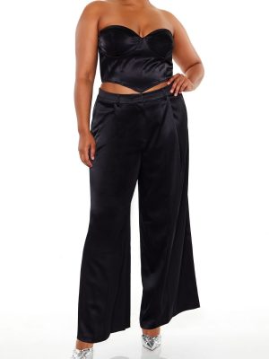 Plus Size Satin Trouser Pants