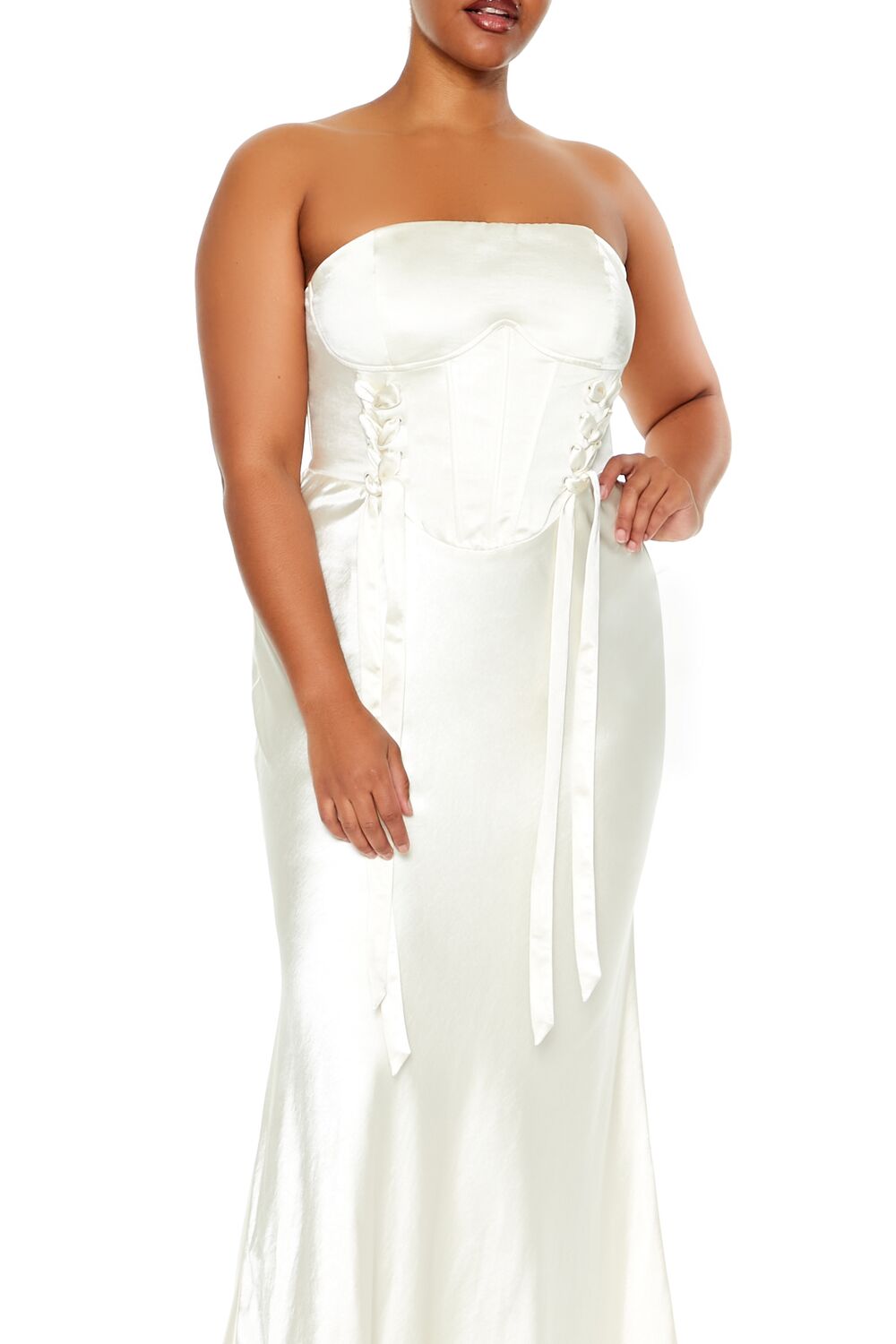 Plus Size Lace-Up Corset Maxi Dress - Image 2