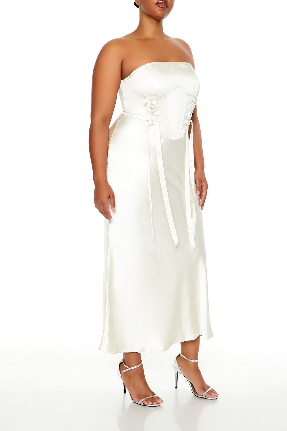 Plus Size Lace-Up Corset Maxi Dress - Image 3