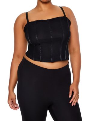 Plus Size Lace-Up Cropped Cami