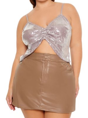 Plus Size Sequin Cropped Cami