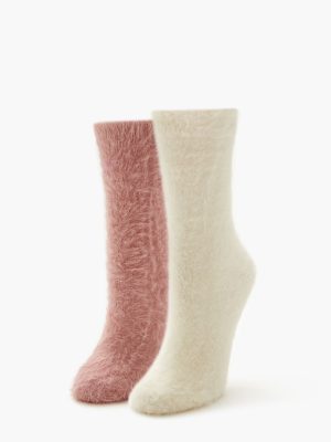 Fuzzy Knit Crew Socks - 2 pack