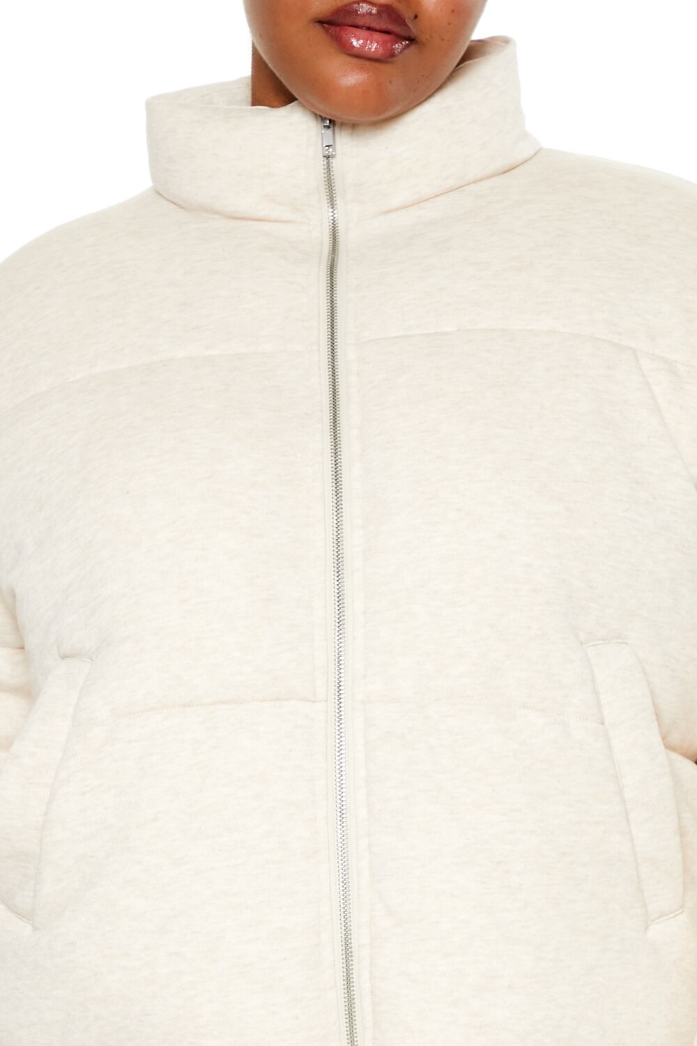 Plus Size Quilted French Terry Puffer Jacket - Image 3