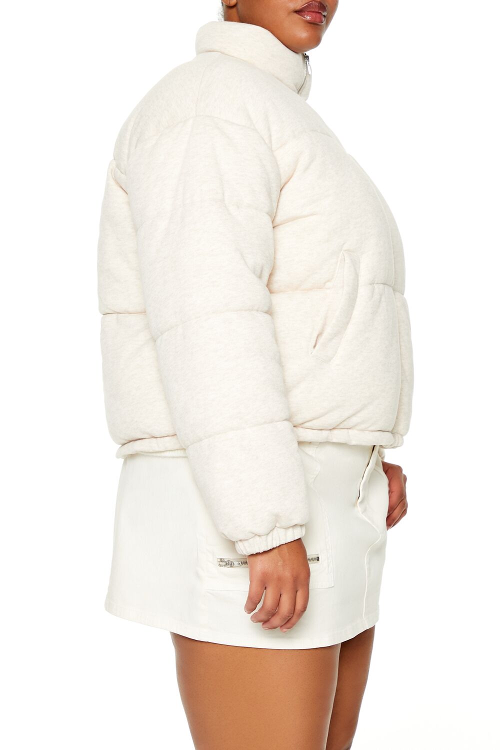 Plus Size Quilted French Terry Puffer Jacket - Image 4