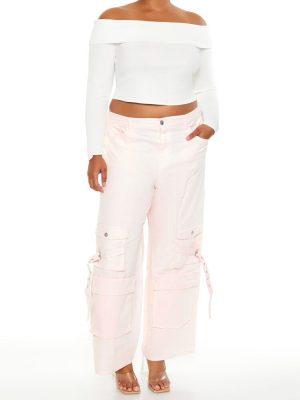 Plus Size Velvet Cargo Pants