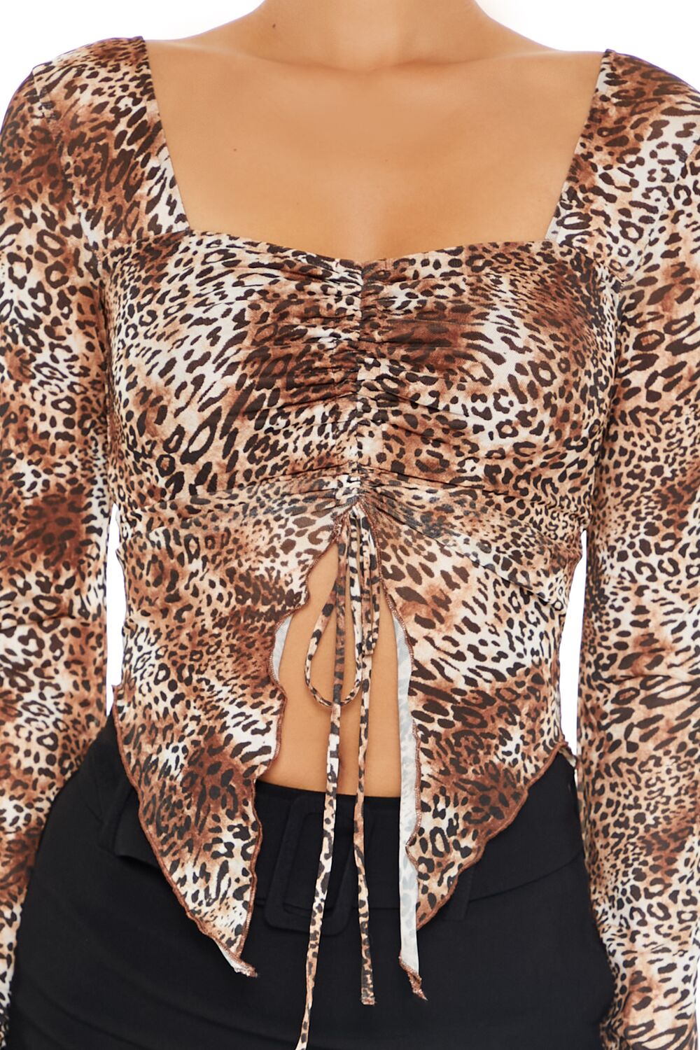 Leopard Print Split-Hem Top - Image 3