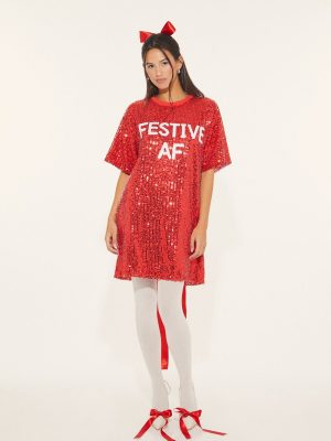 Sequin Festive AF T-Shirt Dress