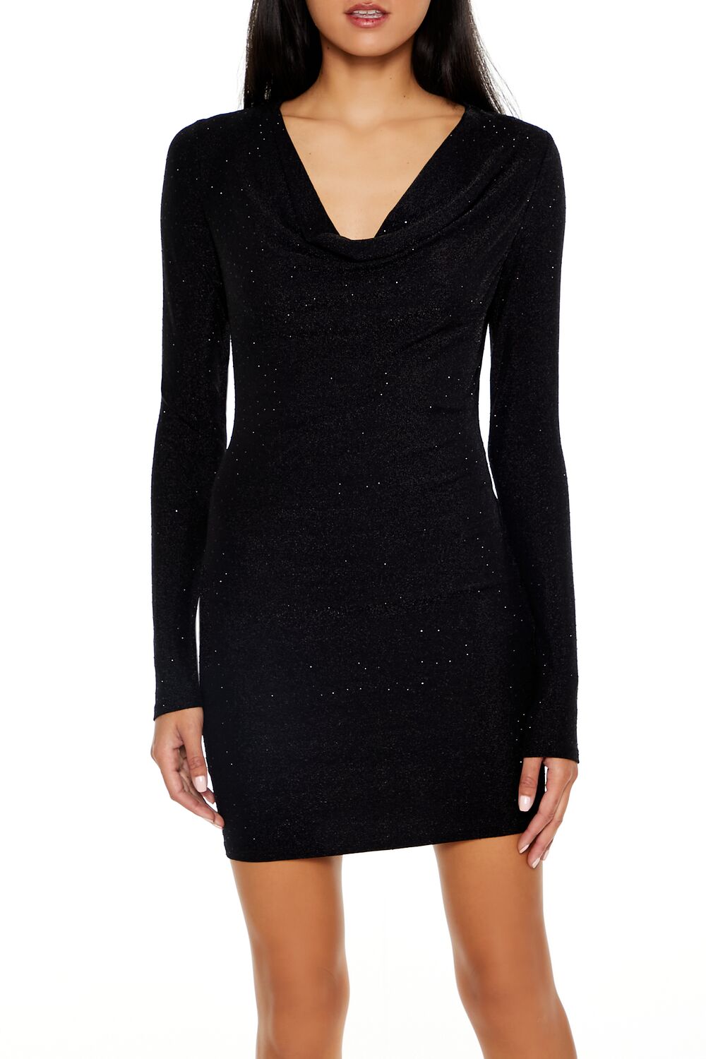 Glitter Cowl Bodycon Mini Dress - Image 2
