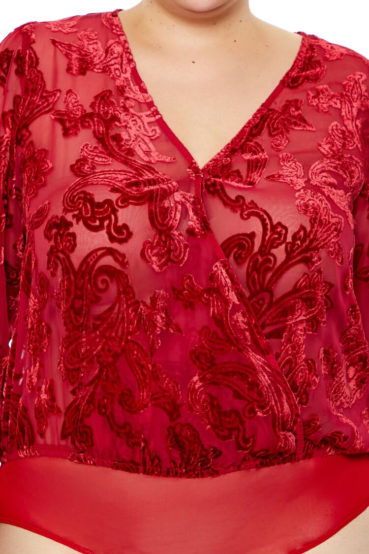 Plus Size Sheer Burnout Bodysuit - Image 3