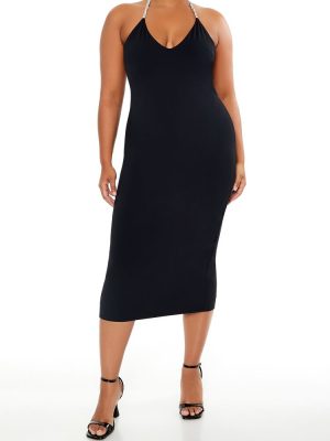 Plus Size Embellished Halter Maxi Dress