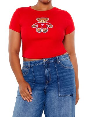 Plus Size Sequin Teddy Bear Baby Tee