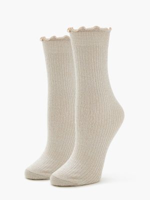 Ribbed Lettuce-Edge Crew Socks