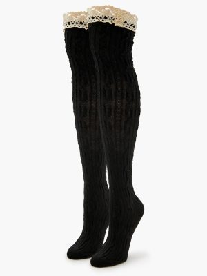 Crochet Lace Thigh-High Socks