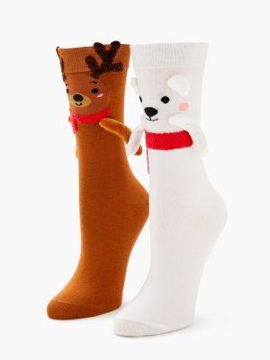 Polar Bear & Reindeer Crew Socks Set - 2 pack