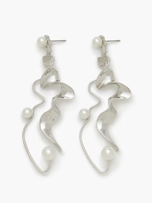 Faux Pearl Abstract Drop Earrings