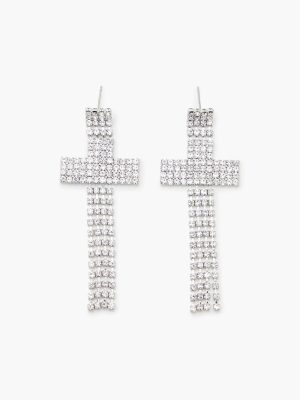 Rhinestone Cross Drop Earrings