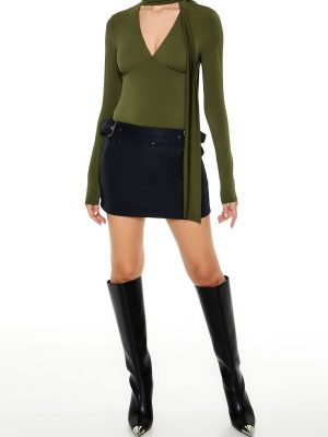 Plunging Scarf Bodysuit