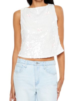 Sequin Bow Boxy Crop Top