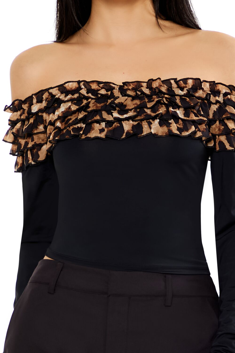 Leopard Off-the-Shoulder Crop Top - Image 3