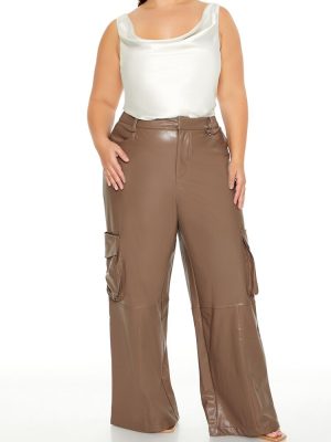 Plus Size Faux Leather Cargo Pants