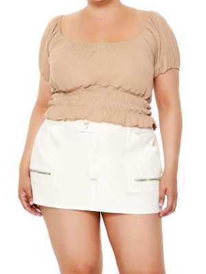 Plus Size Ribbed Knit Crop Top