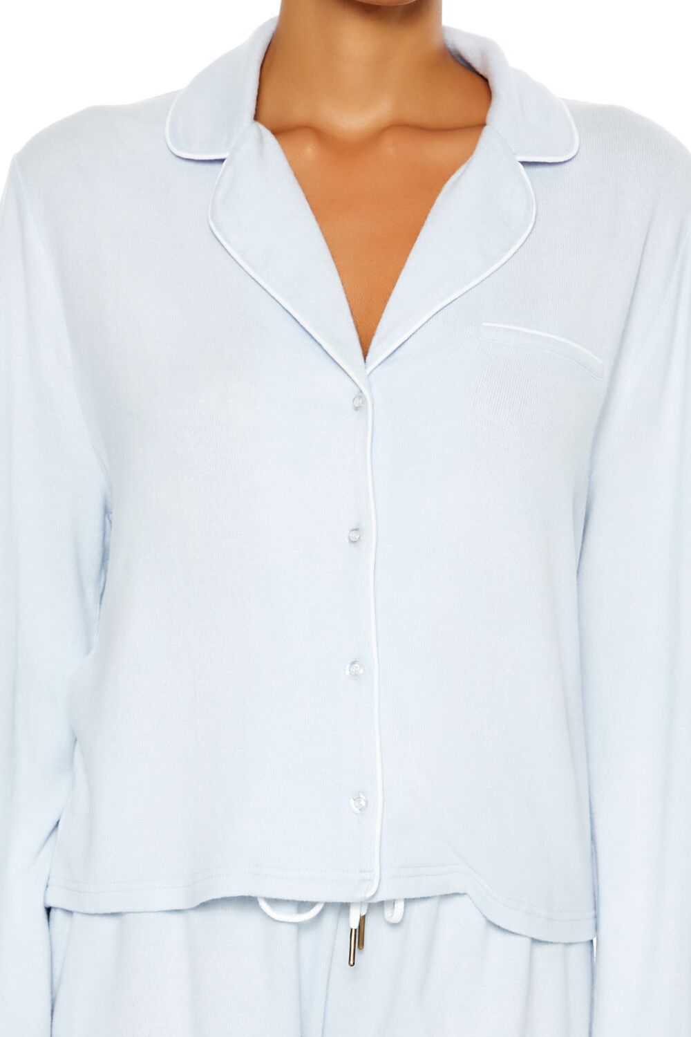 Piped-Trim Shirt & Shorts Pajama Set - Image 5