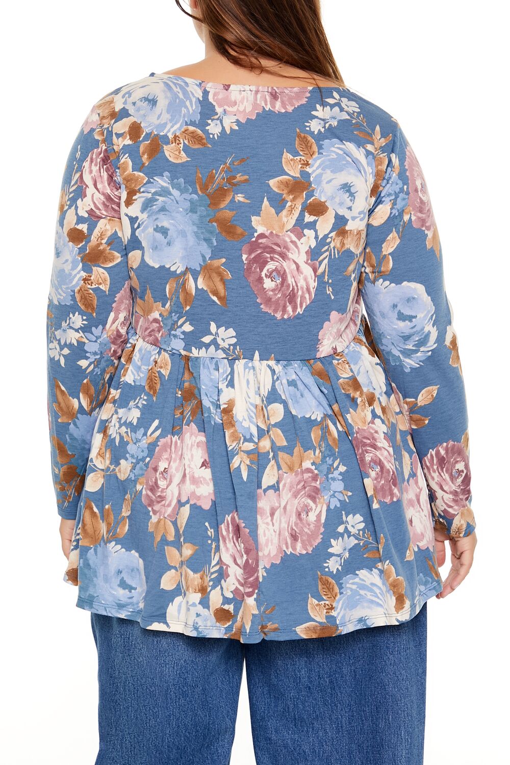 Plus Size Floral Print Flounce Top - Image 5