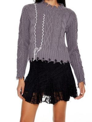 Distressed Cable Knit Sweater