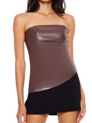 Faux Leather Asymmetrical Tube Top