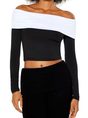 Colorblock Off-the-Shoulder Top
