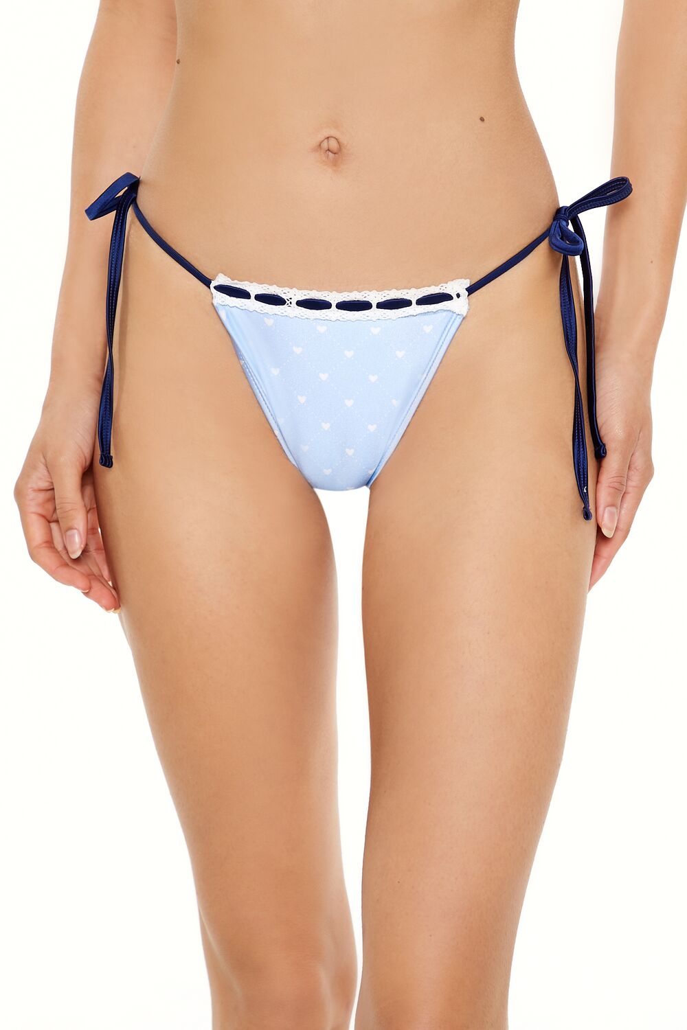 Satin Laced Hearts String Bikini Bottoms - Image 2