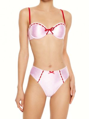 Satin Laced Hearts Underwire Bikini Top