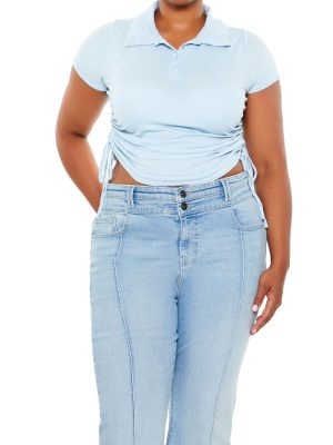 Plus Size Drawstring Polo Shirt