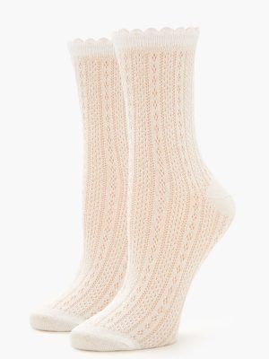 Pointelle Knit Crew Socks