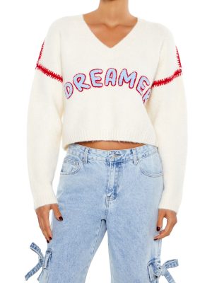 Dreamer Patch Fuzzy Knit Sweater