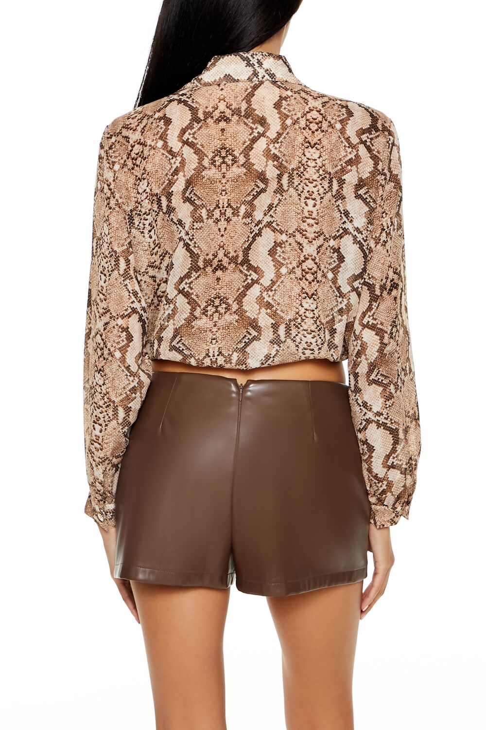 Snake Tie-Front Cropped Shirt - Image 5